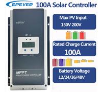 EPEVER 100A MPPT Controlador de carga solar Voltaje de batería 12 24 36 48V MAX Entrada fotovoltaica 150V o 200V Tracer10415AN Sensor