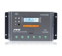 EPEVER Controlador de carga PWM ViewStar VS3024BN 30A 12V/24V Auto Work 360W/720W Panel de carga solar con pantalla LCD común negativo, Regulador de Voltaje para batería de gel sellada (VS3024BN)
