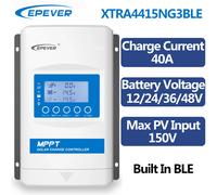 EPEVER-controlador de carga Solar MPPT de 40A, identificación automática, voltaje de batería de 12V/24/36/48V, entrada máxima PV de 150V, BLE integrado XTRA4415NG3BLE