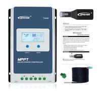 EPEVER MPPT - Controlador de carga solar de 40 A, 12 V, 24 V, máximo fotovoltaico, 100 V + adaptador WiFi, control remoto de aplicación + cable de sensor de temperatura, regulador de paneles solares