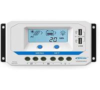 EPEVER VS3024AU Regulador de Carga Solar PWM 30A 12/24V con LCD | 12/24V Auto | max PV. 50V | Pantalla LCD | 2 puertos USB | Sealed, Gel y Flooded | Control de carga programable | IP30