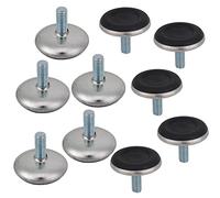 EPHASI - Juego de 20 patas de mueble ajustables, mesa niveladora, patas de cojín base negra, M6 x 28 6 mm, parachoques de nailon + varilla roscada (20 unidades)