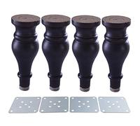 EPHASI - Juego de 4 patas de muebles de madera, patas de 180 x 65 x 25 mm, en forma de botella de madera de eucalipto, color negro
