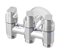 EpheyFIF Válvula de ángulo de inyección de agua de tres vías, válvula desviadora de agua de 1 entrada y tres salidas, apta para lavadora, lavavajillas, ducha (plata)