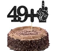 Ephlyn 1 decoración para tarta de cumpleaños número 49 + 1, color negro, para fiesta de cumpleaños de 50 años, suministros divertidos para fiestas de cumpleaños de cincuenta años