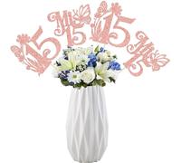 Ephlyn 12 palos de centro de mesa de 15 cumpleaños con texto en inglés "Hello 15 Sweet 15 Sweet 15 Mesa" para centros de mesa de flores de 15 membrillos, decoraciones florales para saludos a 15