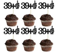 Ephlyn 24 piezas de decoración para cupcakes de 39 + 1, divertidas púas para cupcakes de 40 cumpleaños, decoración para tartas de 40 cumpleaños, decoración de aniversario de fiesta de cumpleaños 40