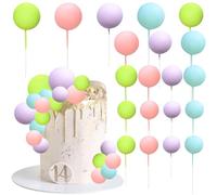 Ephlyn 40 mini bolas para decoración de tartas, bolas de espuma, para cumpleaños, boda, baby shower, aniversario, decoración de pasteles, suministros de decoración de pasteles, azul, morado, verde