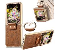 Ephoou Funda para Motorola Razr Plus 2026 con soporte para anillo de dedo HY-marrón