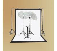 ePhoto K103 Kit de iluminación de Estudio con Funda de Transporte con 6 x 9 pies Muselina telón de Fondo en Blanco y Negro, 2 Cada 7 pies luz Stands, 81,3 cm Paraguas y 3 45 W, Fluorescente