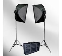ePhoto VL9026s - Kit de Retrato de Estudio de iluminación de 2000 vatios con Funda de Transporte con 2 Cajas Suaves, 2 Cabezales de luz y 10 Bombillas Fluorescentes