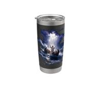 Epic Bible Story Christian Graphic - Jesus Calming The Storm Vaso térmico de acero inoxidable de doble pared