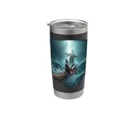 Epic Bible Story Christian Graphic - Jesus Saving Peter Vaso térmico de acero inoxidable de doble pared