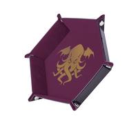 Epic Forge- Bandeja para Dados Chtulhu Dorado/Violeta - 19 x 19 cm - Cuero y Terciopelo