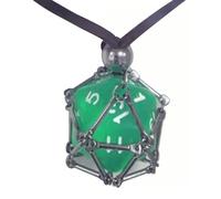 Epic Forge Collar de cuero Dados D20 - Verde, standard, Acrílico, No es una piedra preciosa