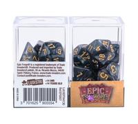 Epic Forge-Juego de 7 Dados Multiformato en Caja - Negro Perlado y Dorado