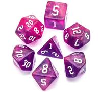 Epic Forge - Lote de 7 Dados de Resina en Caja (Rosa con Lentejuelas)