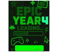 Epic Year 4 Loading… | Gamer Composition Notebook for Boys | Fun Back to School Writing Journal with Name Label - 60 Pages, Wide Ruled, 7.5 x 9.25 inch