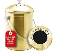 EPICA Contenedor de abono para encimera de Cocina, 1.3 galones, contenedor de compostaje Inodoro con filtros de Carbono, contenedor de abono Interior con Tapa, compostador de Cocina de Acero