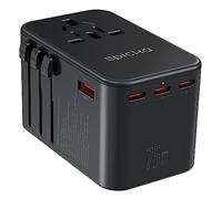 EPICKA Adaptador de Viaje Universal, GAN 75W Adaptador de Enchufe Internacional con 3 USB-C PD de Carga rápida y 2 adaptadores de Carga rápida USB-A Cargador de Pared Todo en uno para EE. UU., UE,