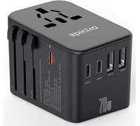 EPICKA GAN Adaptador Enchufe Universal, PD 70W Adaptadores de Viaje con 3 USB-C y 2 USB-A, Adaptador Universal Enchufe Viaje para UK USA Japón, Tailandia, Australia, Irlanda TA-105P, Negro