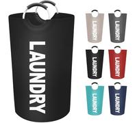 EpicTotes Cesta de lavandería grande de 90 L, bolsa de lavandería independiente, papelera plegable plegable, almacenamiento esencial impermeable para dormitorio universitario, familia, viajes (negro)