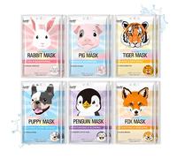 Epielle Animal Character Sheet Masks 12 Pack, Hydrating & Moisturizing Korean Face Mask Skincare Set, Spa Day, Birthday Party, Self Care Gifts for Women