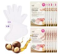 Epielle Mascarillas hidratantes para manos y pies, alivia y suaviza la piel seca, con exceso de trabajo, regalos de cuidado personal para mujeres, kit de spa, rellenos de cesta de Pascua, 6 guantes
