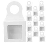 EPIGEIST 12 piezas Caja de Regalo de Papel Kraft para Botellas de Vino con Ventana Transparente Caja Colgante con Gancho para Regalos de Boda y Festivales Pack de Unidades