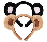 EPIGEIST 2 Diademas Elásticas Orejas Tridimensionales de Oso de Felpa para Fiesta y Disfraz, Accesorios Creativos y Adorables para Halloween y Navidad