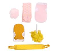 EPIGEIST 2 juegos Guantes Exfoliantes y Toallas de Baño de Rayón para Limpieza Profunda Bolas de Ducha y Masaje de Espalda Duradero para Casa Colores Amarillo y Rosa