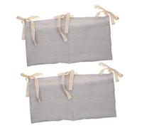 EPIGEIST 2 piezas Bolsa Colgante de Algodón para Cuna y Carrito con Bolsillos Organizador de Pañales y Juguetes Almacenamiento Práctico y Decorativo para Bebés Color Gris