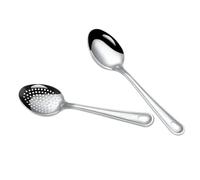 EPIGEIST 2 piezas Cucharas de Servir de Acero Inoxidable con Ranuras Ergonómicas para Cocina Utensilios Portátiles Multifuncionales para Buffet y Escurre Cubiertos