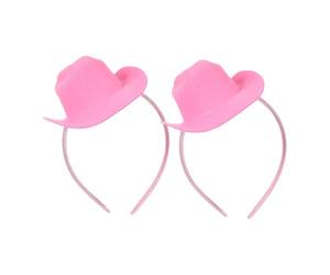 EPIGEIST 2 Piezas Diadema Sombrero Rosa Mini Cowgirl Mujer Fiesta Cumpleaños Accesorio Western para Despedida de Soltera Carnaval