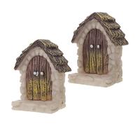 EPIGEIST 2 Piezas Puerta de Hadas Miniatura Decoración de Jardín de Hadas y Casita de Muñecas Puerta Miniatura de Madera con Techo de Paja para Decoración de Bonsáis y Fiestas Navideñas