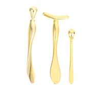 EPIGEIST 3 Cucharas Doradas para Masaje Ocular y Facial de Aleación de Zinc, Aplicador para Crema de Ojos y Productos Hidratantes, Uso Profesional y Personal
