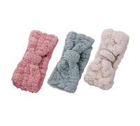 EPIGEIST 3 Piezas Diadema de Coral Fleece para Maquillaje y Ducha Cinta Elástica para Yoga y Lavado Facial con Diseño de Lazo Color Aleatorio Color Aleatorio