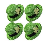 EPIGEIST 4 Piezas Pinzas Pelo Mini Sombrero de Copa Verde Purpurina y Forma de Trébol, Pack de 4 Piezas para Fiestas del Día de San Patricio, Accesorios Festivos para Disfraces y
