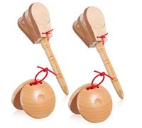 EPIGEIST 4piezas Castañuelas Españolas de Dedo Instrumento de Percusión de Madera Castañuela de Madera para Adultos Herramienta de Percusión Manual Musical para Fiesta de Flamenco