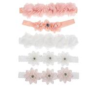 EPIGEIST 5 Diademas Elásticas para Ñiño Flores de Perlas y Cuentas Rosas Diadema Floral para Niña Pequeña Accesorios Cómodos para Fiestas y Uso Diario