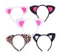 EPIGEIST 5 piezas Diadema con Orejas de Gato para Cosplay y Fiestas Accesorios para Adultos Conjunto de Diademas para Disfraces de Animales para Eventos y Celebraciones