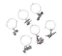 EPIGEIST 6 piezas Anillos Metálicos para Copa de Vino Serie Tráfico Identificadores Decorativos Resistentes para Fiestas de Regalo Funcional para Eventos Sociales