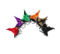 EPIGEIST 6 Piezas Diademas Sombrero Bruja Halloween con Lentejuelas y Encaje Accesorios para Fiesta Cosplay Rojo Verde Negro Dorado Púrpura Naranja y Negro Cómodas y Reutilizables