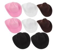 EPIGEIST 8 Piezas Mini Sombreros Vaquera para Muñecas Gorros EVA Western para Disfraces y Decoración de Fiesta Temática Cowgirl Colores Blanco Negro Marrón Oscuro y Rosa