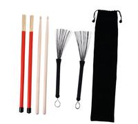 EPIGEIST Accesorios para Batería con Baquetas de Bambú Cepillos de Alambre Retráctiles y Bolsa de Almacenamiento para Batería Jazz y Percusión para Principiantes y Profesionales