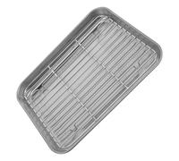 EPIGEIST Bandeja de Acero Inoxidable Rectangular para Hornear y Asar con Rejilla para Drenaje de Aceite Multifuncional para Parrilla Fritura y Horno Fácil Limpieza Resistente y Duradera