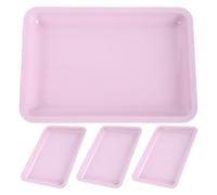 EPIGEIST Bandeja para Uñas de Acero Inoxidable Rosa 4 Piezas Organizador de Escritorio y Tocador para Herramientas de Manicura y Decoración de Uñas Almacenamiento Portátil