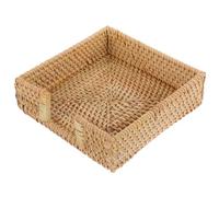 EPIGEIST Bandeja Servilletero Tejida de Ratán Natural 18 Cm Cuadrada para Escritorio y Baño, Organizador de Servilletas para Hogar y Oficina, Estante Porta Pañuelos Funcional