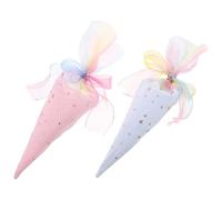 EPIGEIST Bolsas de Tela Reutilizables en Forma de Cono para Dulces y Snacks 2 Piezas Rosa y Azul con Lazos de Cinta de Tul para Fiestas Infantiles Navidad Halloween y Vuelta al Cole