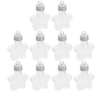 EPIGEIST Botellas Decorativas Transparentes en Forma de Estrella 50 Ml Tapa Colgante de Aluminio Plateado, 10 Unidades para Dulces y Decoración Navideña Portátil